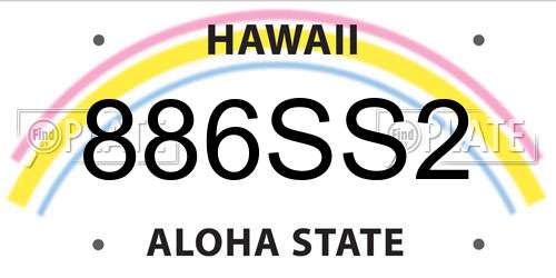 886SS2 Hawaii License Plate