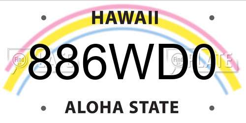 886WD0 Hawaii License Plate