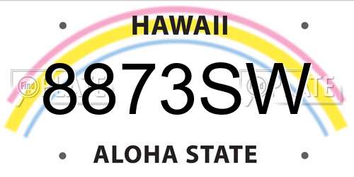 8873SW Hawaii License Plate