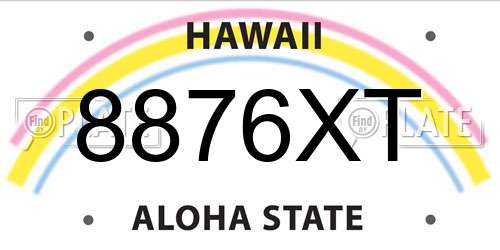 8876XT Hawaii License Plate