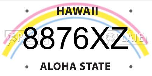 8876XZ Hawaii License Plate