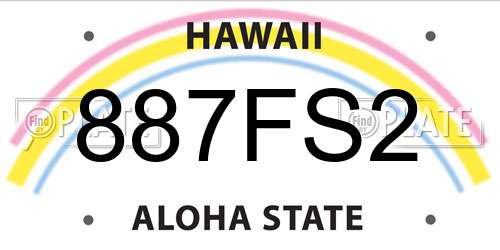 887FS2 Hawaii License Plate