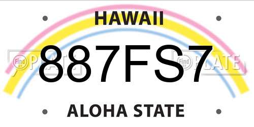 887FS7 Hawaii License Plate