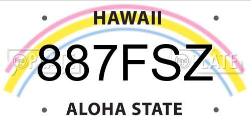 887FSZ Hawaii License Plate