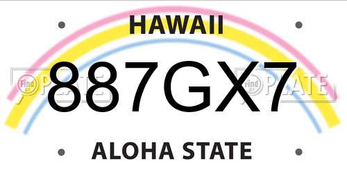 887GX7 Hawaii License Plate