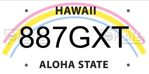 887GXT Hawaii License Plate