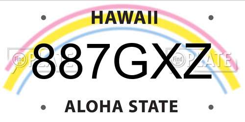 887GXZ Hawaii License Plate
