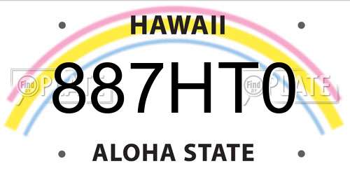 887HT0 Hawaii License Plate