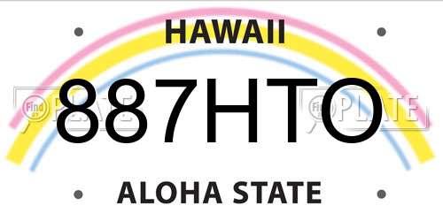 887HTO Hawaii License Plate