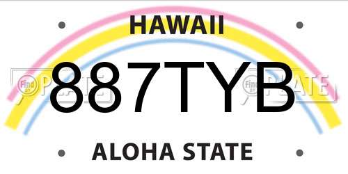 887TYB Hawaii License Plate