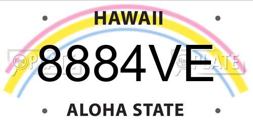 8884VE Hawaii License Plate