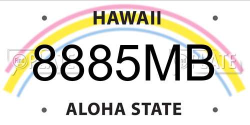 8885MB Hawaii License Plate