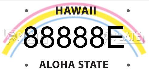 88888E Hawaii License Plate