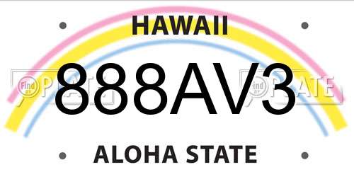 888AV3 Hawaii License Plate