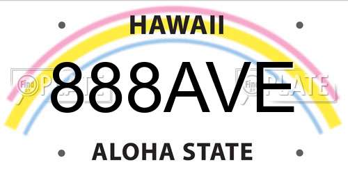 888AVE Hawaii License Plate