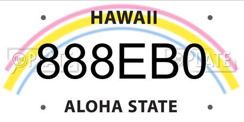 888EB0 Hawaii License Plate