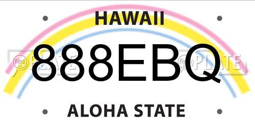 888EBQ Hawaii License Plate