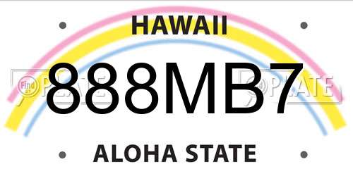 888MB7 Hawaii License Plate