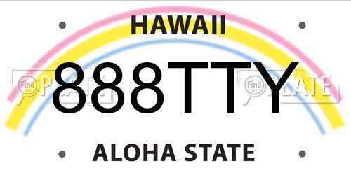 888TTY Hawaii License Plate