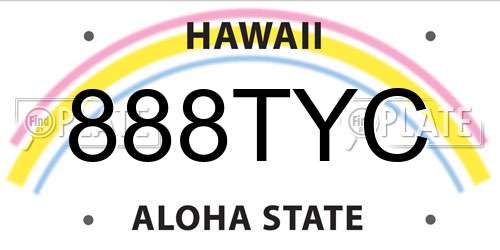 888TYC Hawaii License Plate