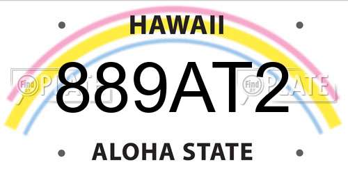 889AT2 Hawaii License Plate