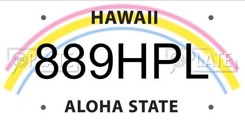 889HPL Hawaii License Plate