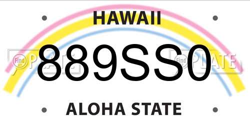 889SS0 Hawaii License Plate
