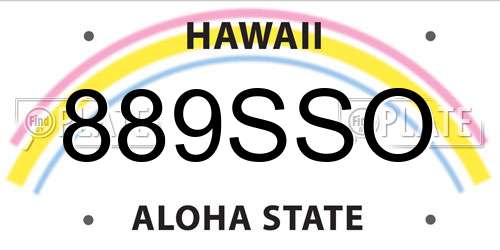 889SSO Hawaii License Plate