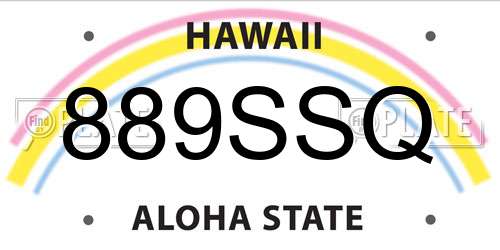 889SSQ Hawaii License Plate