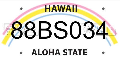 88BS034 Hawaii License Plate