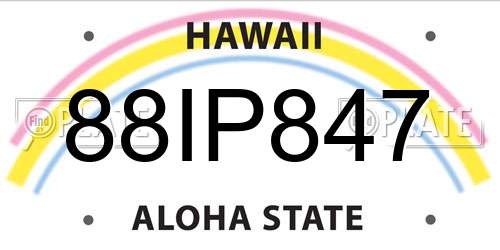 88IP847 Hawaii License Plate
