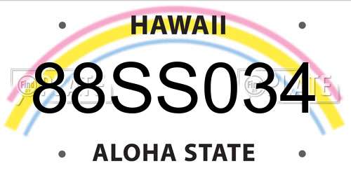 88SS034 Hawaii License Plate