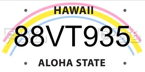 88VT935 Hawaii License Plate