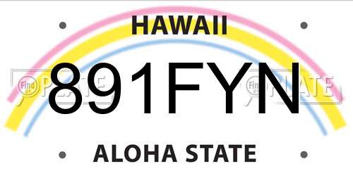 891FYN Hawaii License Plate