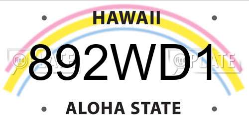 892WD1 Hawaii License Plate