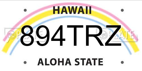 894TRZ Hawaii License Plate