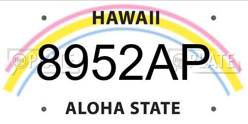 8952AP Hawaii License Plate