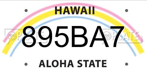 895BA7 Hawaii License Plate