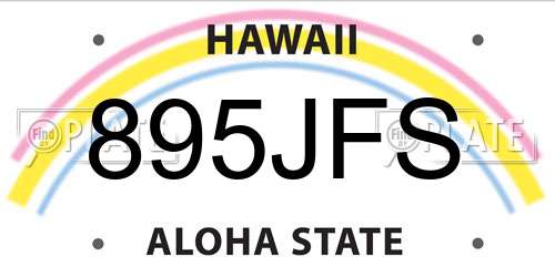 895JFS Hawaii License Plate