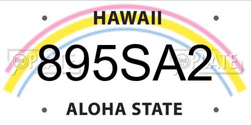 895SA2 Hawaii License Plate