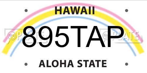 895TAP Hawaii License Plate