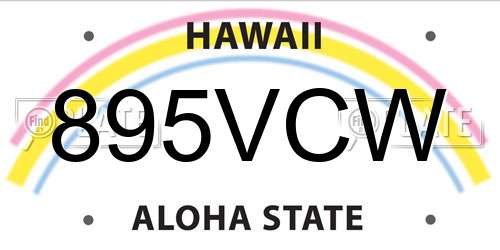 895VCW Hawaii License Plate