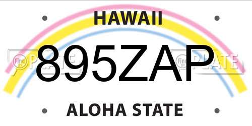895ZAP Hawaii License Plate
