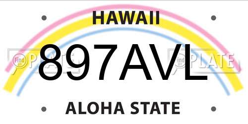 897AVL Hawaii License Plate