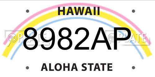 8982AP Hawaii License Plate