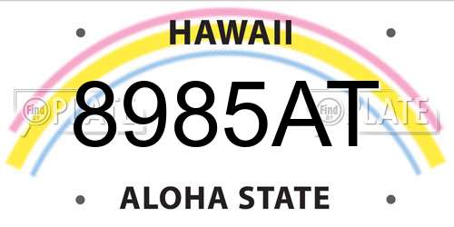 8985AT Hawaii License Plate