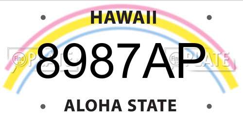 8987AP Hawaii License Plate