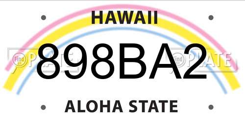 898BA2 Hawaii License Plate