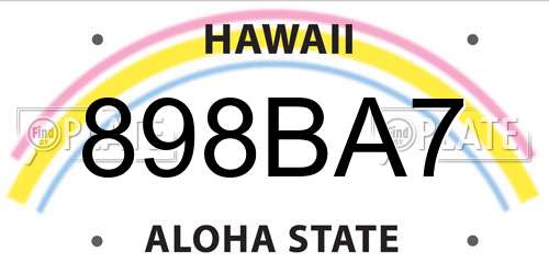 898BA7 Hawaii License Plate