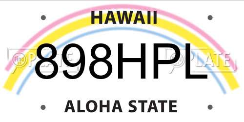 898HPL Hawaii License Plate